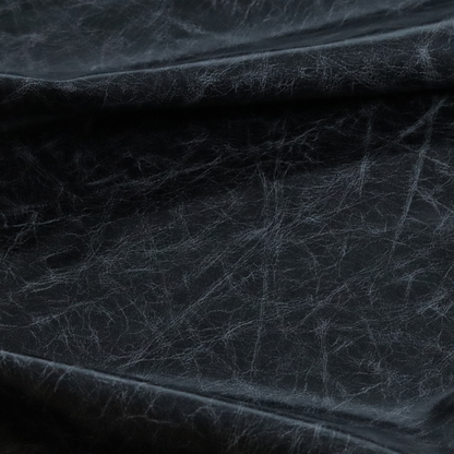 Argenta Faux Leather Heritage Aged Pattern In Black Colour Upholstery Fabric CTR-1834