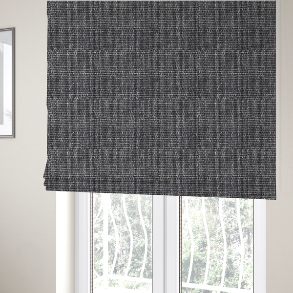 Alabama Durable Woven Hopsack Upholstery Fabric Black Colour CTR-1838 - Roman Blinds