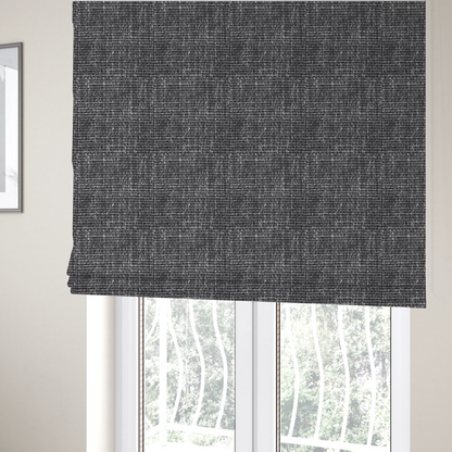 Alabama Durable Woven Hopsack Upholstery Fabric Black Colour CTR-1838 - Roman Blinds