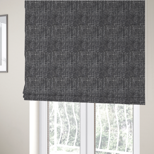 Alabama Durable Woven Hopsack Upholstery Fabric Black Colour CTR-1838 - Roman Blinds