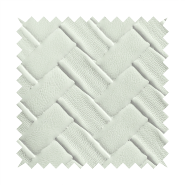 Rimini Faux Leather Basket Weave Effect In Cream Colour Upholstery Fabric CTR-1845
