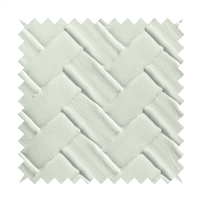 Rimini Faux Leather Basket Weave Effect In Cream Colour Upholstery Fabric CTR-1845
