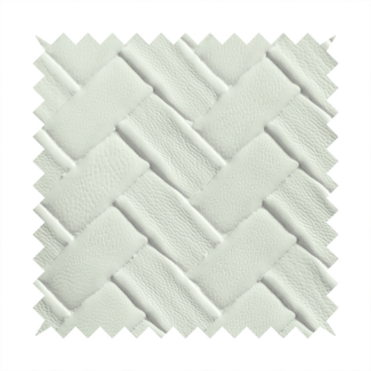 Rimini Faux Leather Basket Weave Effect In Cream Colour Upholstery Fabric CTR-1845