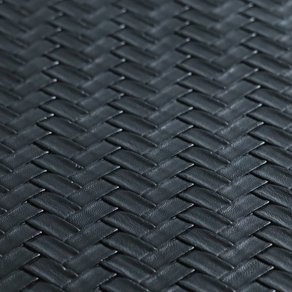 Rimini Faux Leather Basket Weave Effect In Black Colour Upholstery Fabric CTR-1846