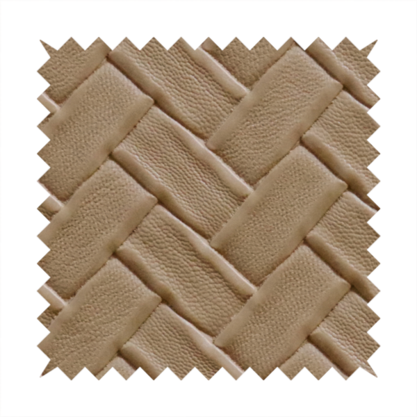 Rimini Faux Leather Basket Weave Effect In Walnut Brown Colour Upholstery Fabric CTR-1847