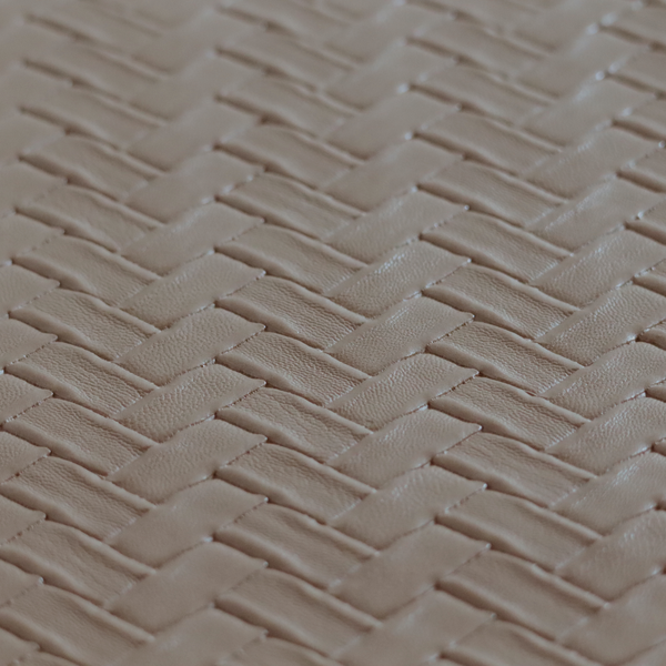 Rimini Faux Leather Basket Weave Effect In Walnut Brown Colour Upholstery Fabric CTR-1847