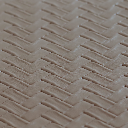 Rimini Faux Leather Basket Weave Effect In Walnut Brown Colour Upholstery Fabric CTR-1847