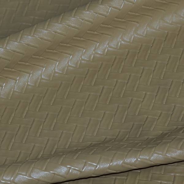 Rimini Faux Leather Basket Weave Effect In Walnut Brown Colour Upholstery Fabric CTR-1847