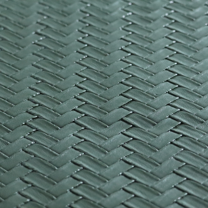 Rimini Faux Leather Basket Weave Effect In Green Colour Upholstery Fabric CTR-1848