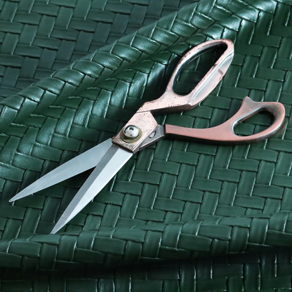 Rimini Faux Leather Basket Weave Effect In Green Colour Upholstery Fabric CTR-1848