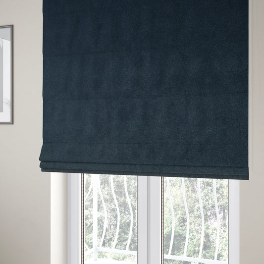 Chile Soft Smooth Plain Velvet Navy Blue Colour Upholstery Fabric CTR-1848 - Roman Blinds