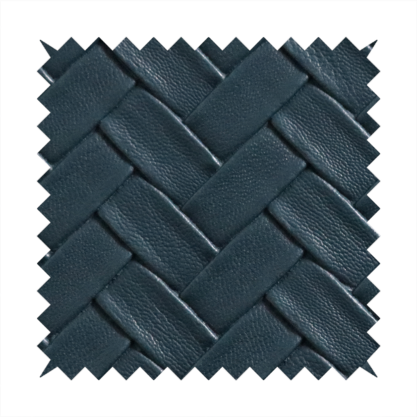 Rimini Faux Leather Basket Weave Effect In Teal Blue Colour Upholstery Fabric CTR-1849