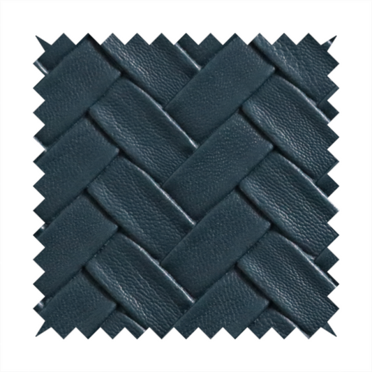 Rimini Faux Leather Basket Weave Effect In Teal Blue Colour Upholstery Fabric CTR-1849
