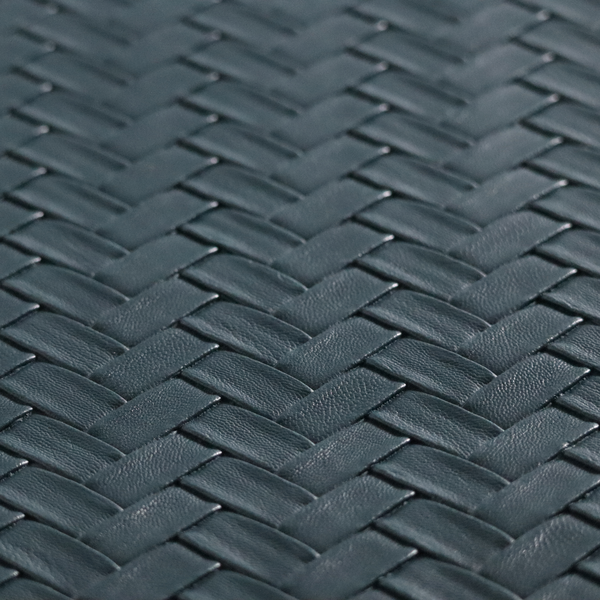 Rimini Faux Leather Basket Weave Effect In Teal Blue Colour Upholstery Fabric CTR-1849