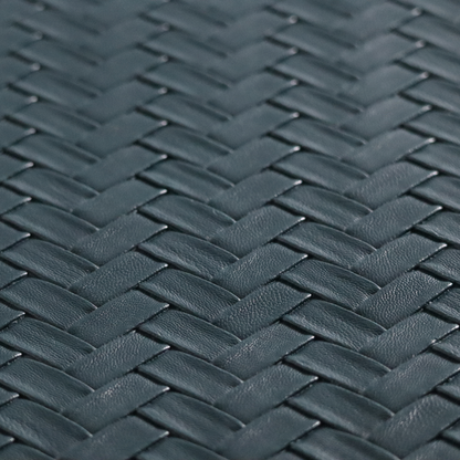 Rimini Faux Leather Basket Weave Effect In Teal Blue Colour Upholstery Fabric CTR-1849