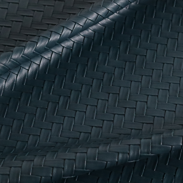 Rimini Faux Leather Basket Weave Effect In Teal Blue Colour Upholstery Fabric CTR-1849