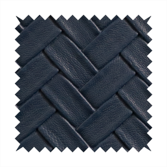 Rimini Faux Leather Basket Weave Effect In Dark Blue Colour Upholstery Fabric CTR-1850