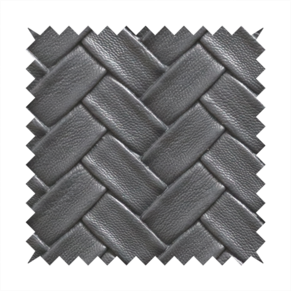 Rimini Faux Leather Basket Weave Effect In Charcoal Grey Colour Upholstery Fabric CTR-1851