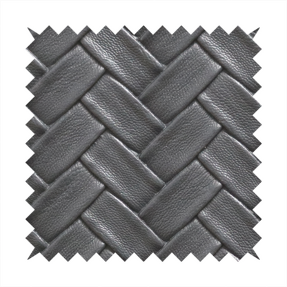 Rimini Faux Leather Basket Weave Effect In Charcoal Grey Colour Upholstery Fabric CTR-1851