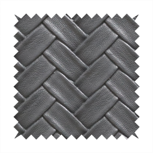Rimini Faux Leather Basket Weave Effect In Charcoal Grey Colour Upholstery Fabric CTR-1851
