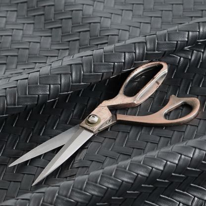 Rimini Faux Leather Basket Weave Effect In Charcoal Grey Colour Upholstery Fabric CTR-1851