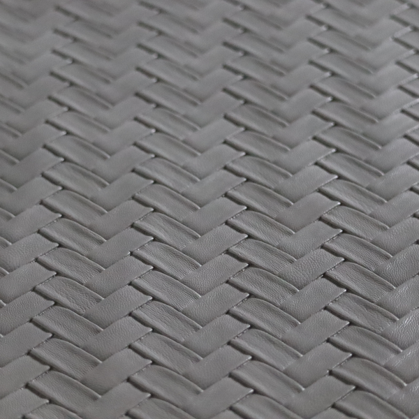 Rimini Faux Leather Basket Weave Effect In Grey Colour Upholstery Fabric CTR-1852