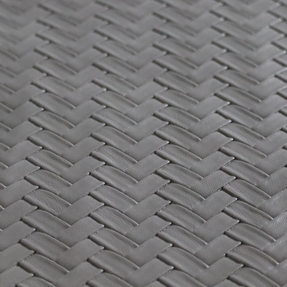 Rimini Faux Leather Basket Weave Effect In Grey Colour Upholstery Fabric CTR-1852