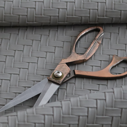 Rimini Faux Leather Basket Weave Effect In Grey Colour Upholstery Fabric CTR-1852