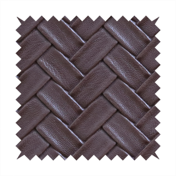 Rimini Faux Leather Basket Weave Effect In Dark Brown Colour Upholstery Fabric CTR-1853