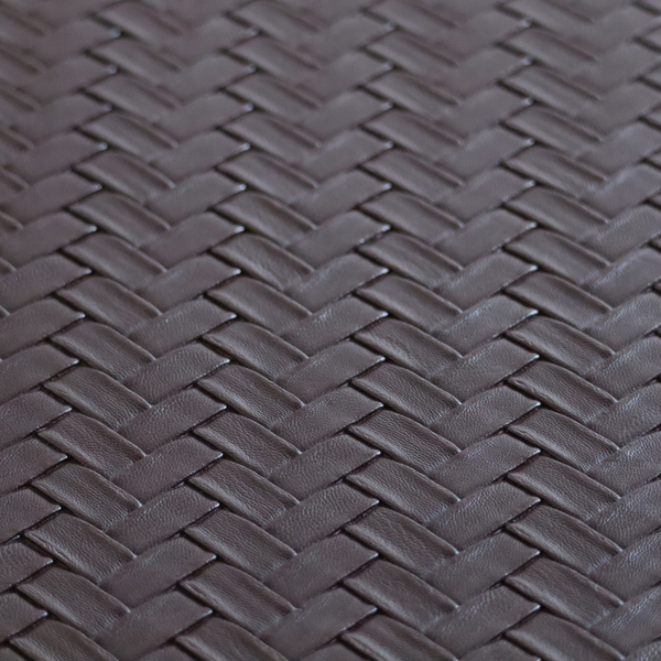 Rimini Faux Leather Basket Weave Effect In Dark Brown Colour Upholstery Fabric CTR-1853