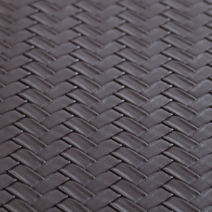Rimini Faux Leather Basket Weave Effect In Dark Brown Colour Upholstery Fabric CTR-1853