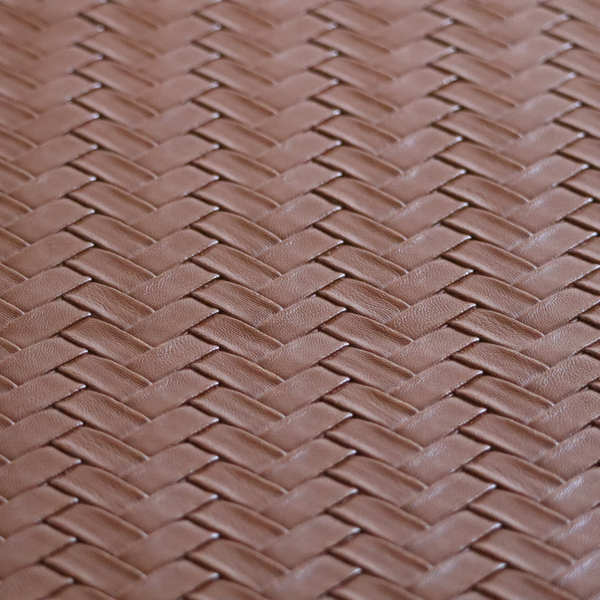 Rimini Faux Leather Basket Weave Effect In Tan Brown Colour Upholstery Fabric CTR-1854