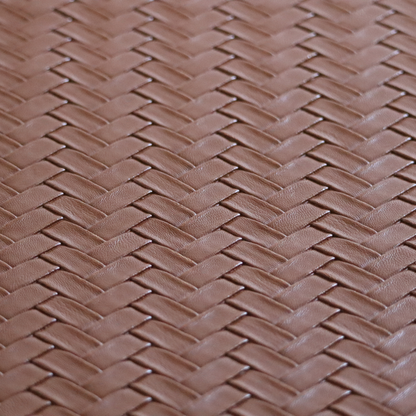 Rimini Faux Leather Basket Weave Effect In Tan Brown Colour Upholstery Fabric CTR-1854