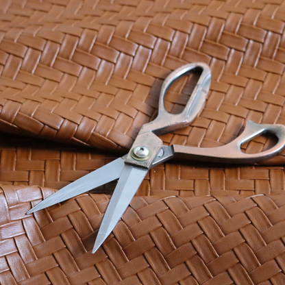 Rimini Faux Leather Basket Weave Effect In Tan Brown Colour Upholstery Fabric CTR-1854