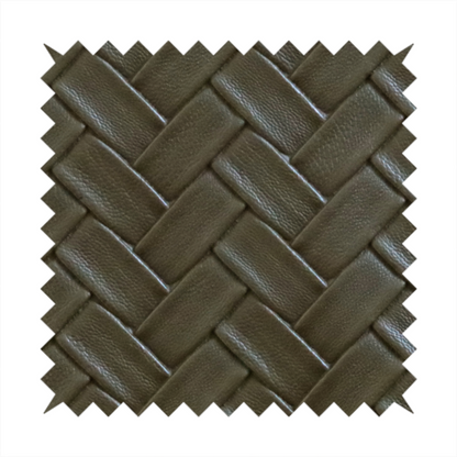 Rimini Faux Leather Basket Weave Effect In Olive Green Colour Upholstery Fabric CTR-1855