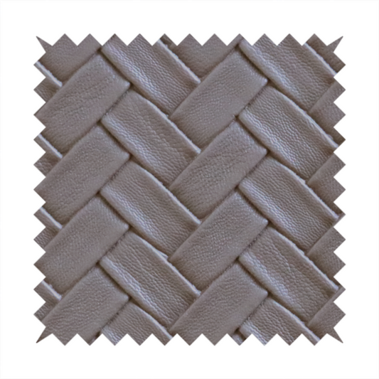 Rimini Faux Leather Basket Weave Effect In Cappuccino Brown Colour Upholstery Fabric CTR-1856