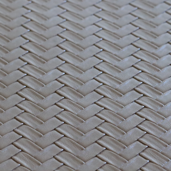Rimini Faux Leather Basket Weave Effect In Cappuccino Brown Colour Upholstery Fabric CTR-1856