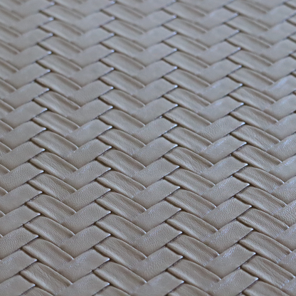 Rimini Faux Leather Basket Weave Effect In Cappuccino Brown Colour Upholstery Fabric CTR-1856
