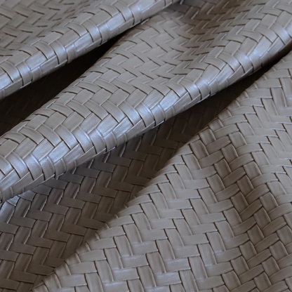 Rimini Faux Leather Basket Weave Effect In Cappuccino Brown Colour Upholstery Fabric CTR-1856