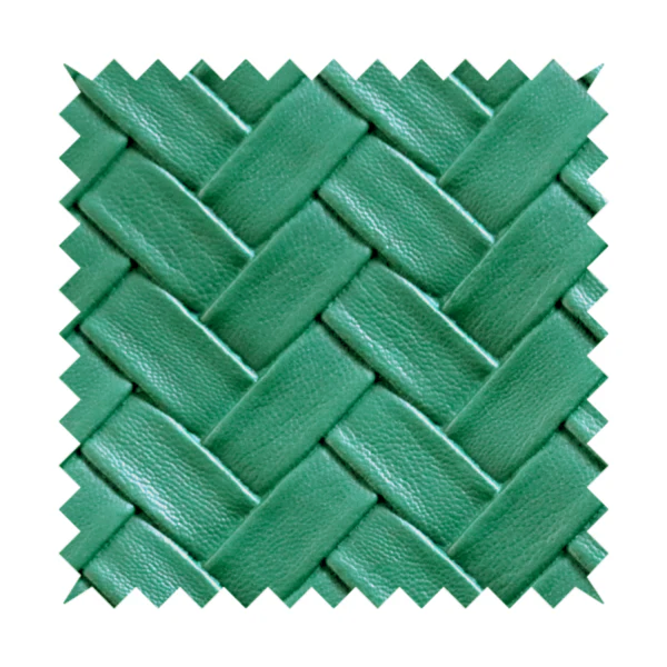 Rimini Faux Leather Basket Weave Effect In Forest Green Colour Upholstery Fabric CTR-1858