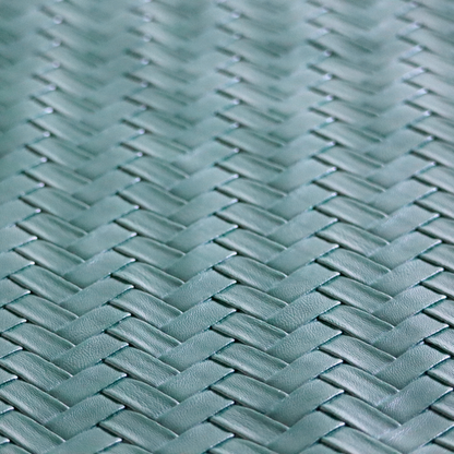 Rimini Faux Leather Basket Weave Effect In Forest Green Colour Upholstery Fabric CTR-1858