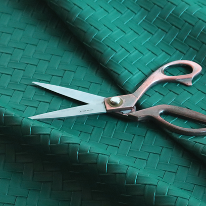 Rimini Faux Leather Basket Weave Effect In Forest Green Colour Upholstery Fabric CTR-1858
