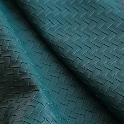 Rimini Faux Leather Basket Weave Effect In Forest Green Colour Upholstery Fabric CTR-1858