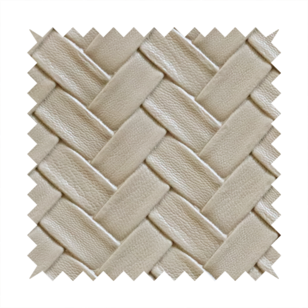 Rimini Faux Leather Basket Weave Effect In Beige Colour Upholstery Fabric CTR-1859