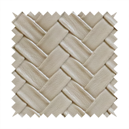 Rimini Faux Leather Basket Weave Effect In Beige Colour Upholstery Fabric CTR-1859