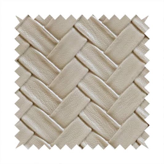 Rimini Faux Leather Basket Weave Effect In Beige Colour Upholstery Fabric CTR-1859