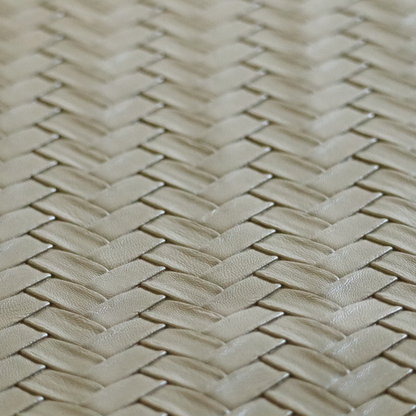 Rimini Faux Leather Basket Weave Effect In Beige Colour Upholstery Fabric CTR-1859