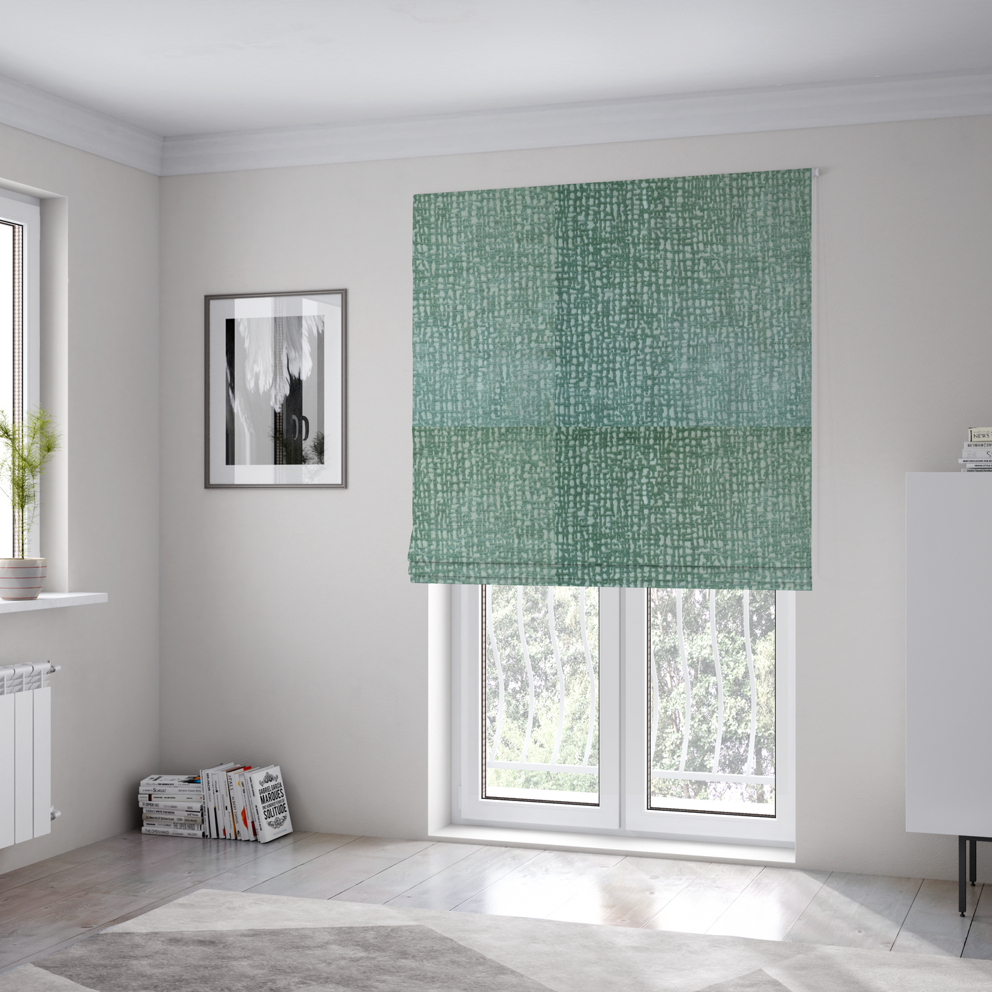 Tela Semi Plain Soft Textured Chenille In Jade Green Upholstery Fabric CTR-1860 - Roman Blinds