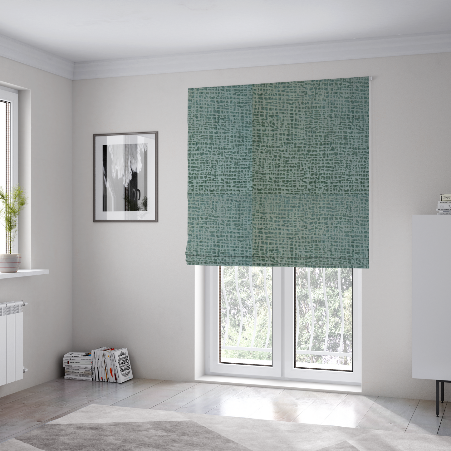 Tela Semi Plain Soft Textured Chenille In Jade Green Upholstery Fabric CTR-1861 - Roman Blinds