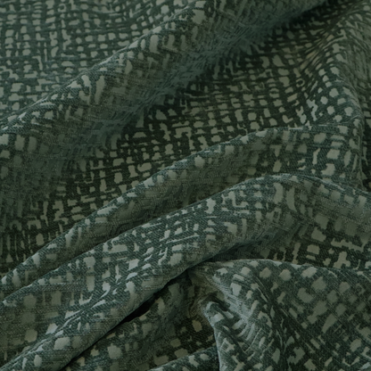 Tela Semi Plain Soft Textured Chenille Upholstery Fabric In Green CTR-1862